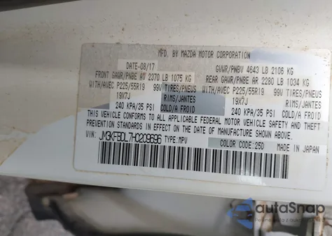 2017 Mazda Cx-5 Grand Touring z USA, uszkodzony, nr VIN JM3KFBDL7H0209696